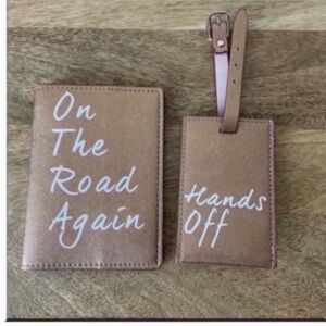 Understated Leather travel set- Luggage tag and passport holder set in rose gold